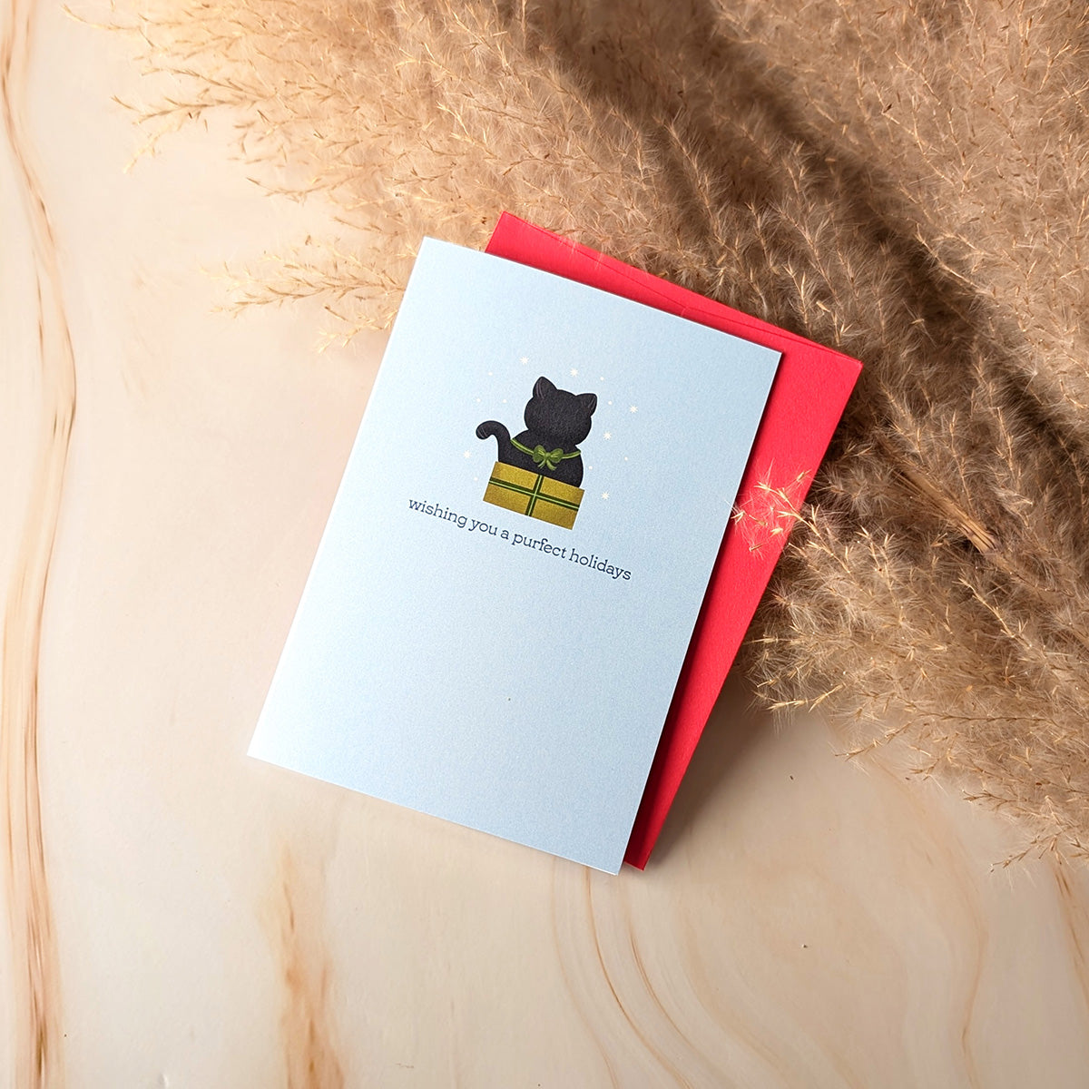 Wishing You A Purfect Holidays Mini Cat Greeting Card