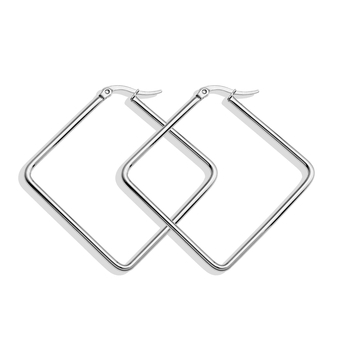 REILYNN: Square Silver Hoops - A Bold Twist on Classic Elegance