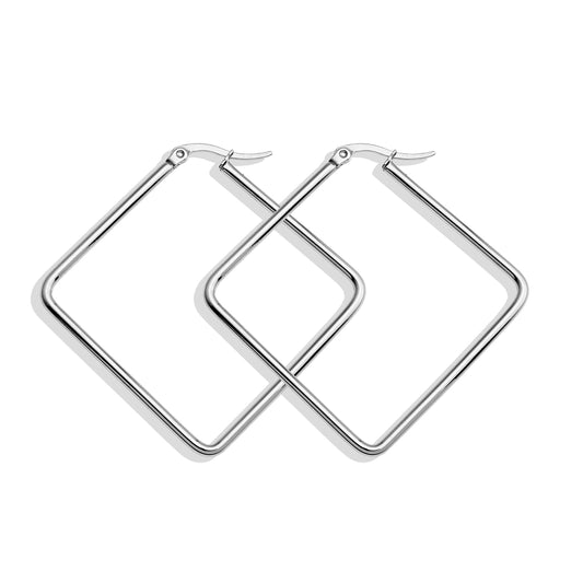 REILYNN: Square Silver Hoops - A Bold Twist on Classic Elegance
