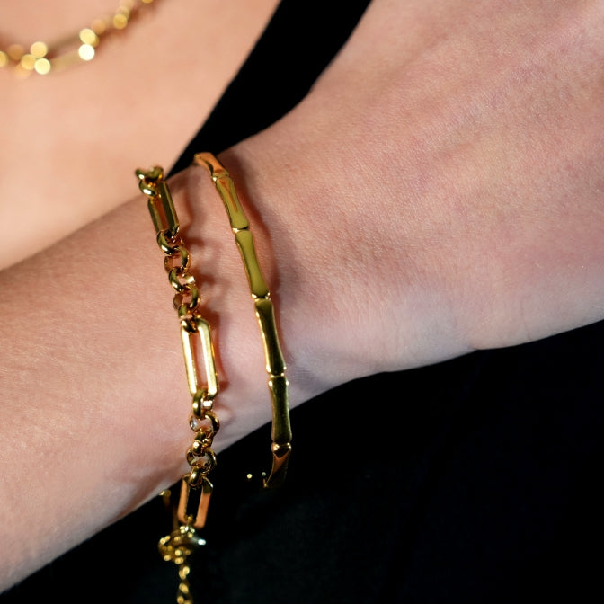 RENEE Gold: Luxury Bamboo Cuff Bracelet – Elegant Nature-Inspired Minimalist Design