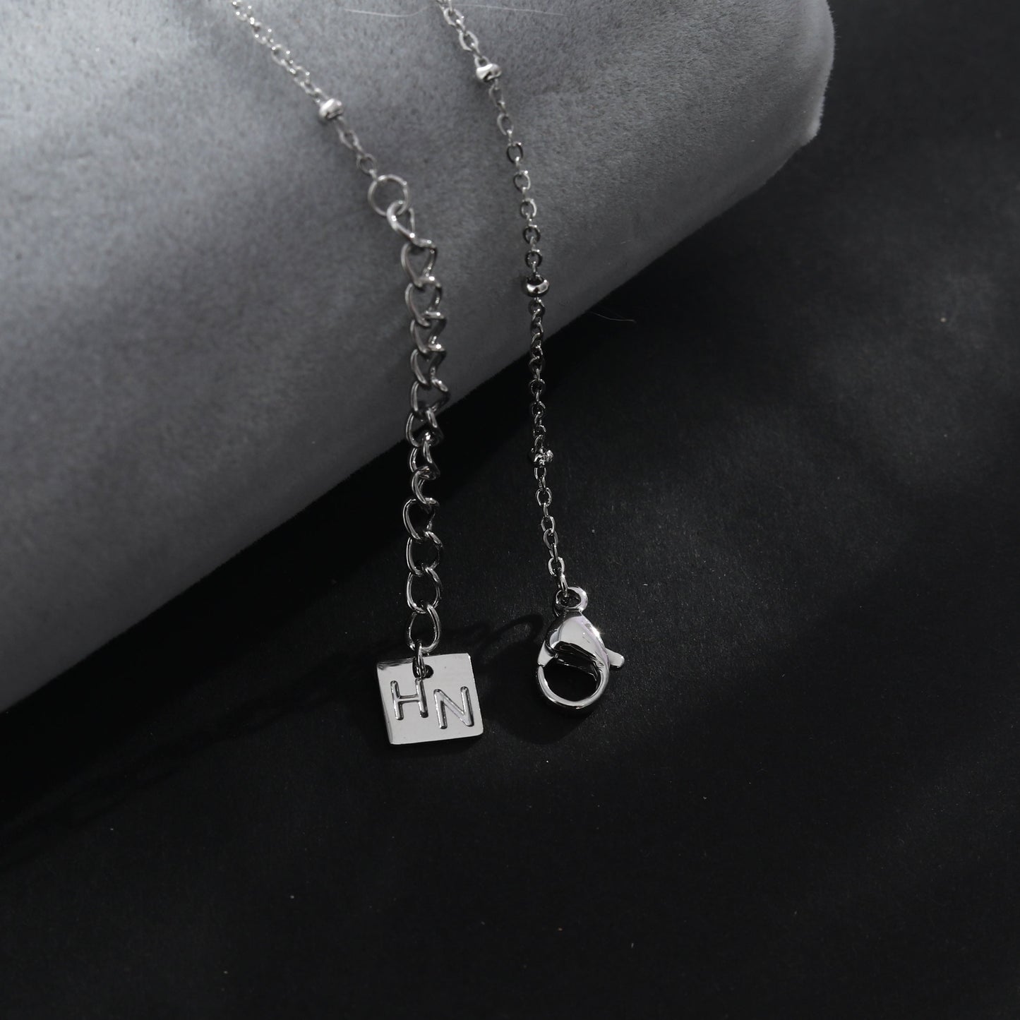 RIHANNA Beaded Chain Necklace with a Pavé Zirconia Serpent Pendant in Silver