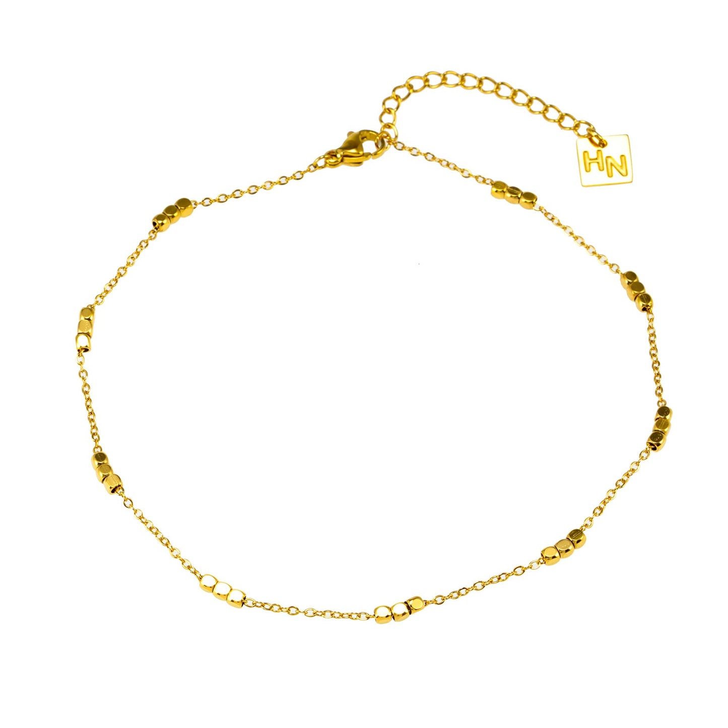 RITIKA LG: Tiny Square-Beads Dainty Gold Chain Anklet