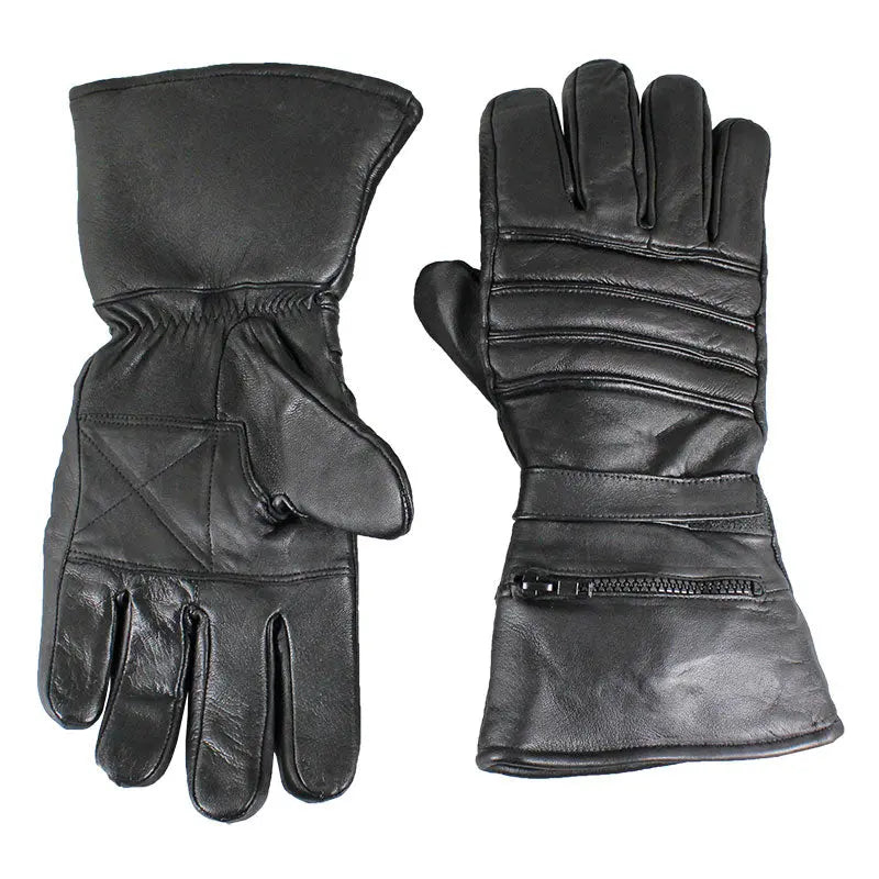 Open Road Men's Leather Motorcycle Gloves w/ Rain Cover