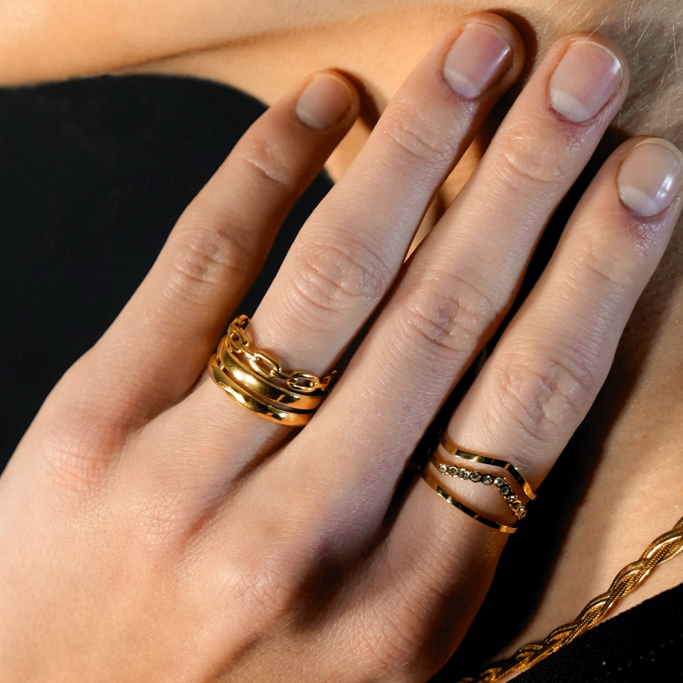 JUAANA Triple Layered Zirconia Embellished Ring