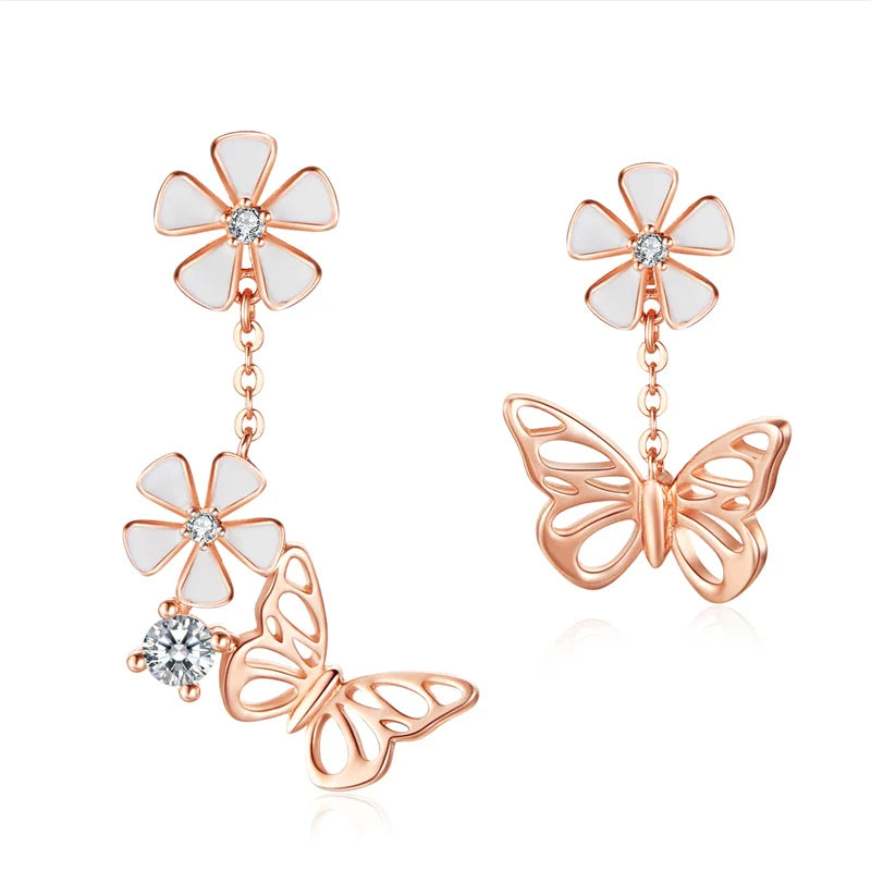 Delicate Beauty: Korean Style 925 Sterling Silver Butterfly and Flower Choker Necklace