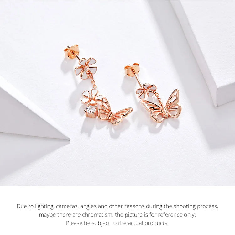 Delicate Beauty: Korean Style 925 Sterling Silver Butterfly and Flower Choker Necklace