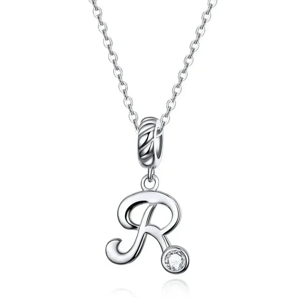 Chic And Timeless 925 Sterling Silver Initial Pendant Necklace | Platinum Plated Vintage Letter A To Z | Women'S Fine Jewelry