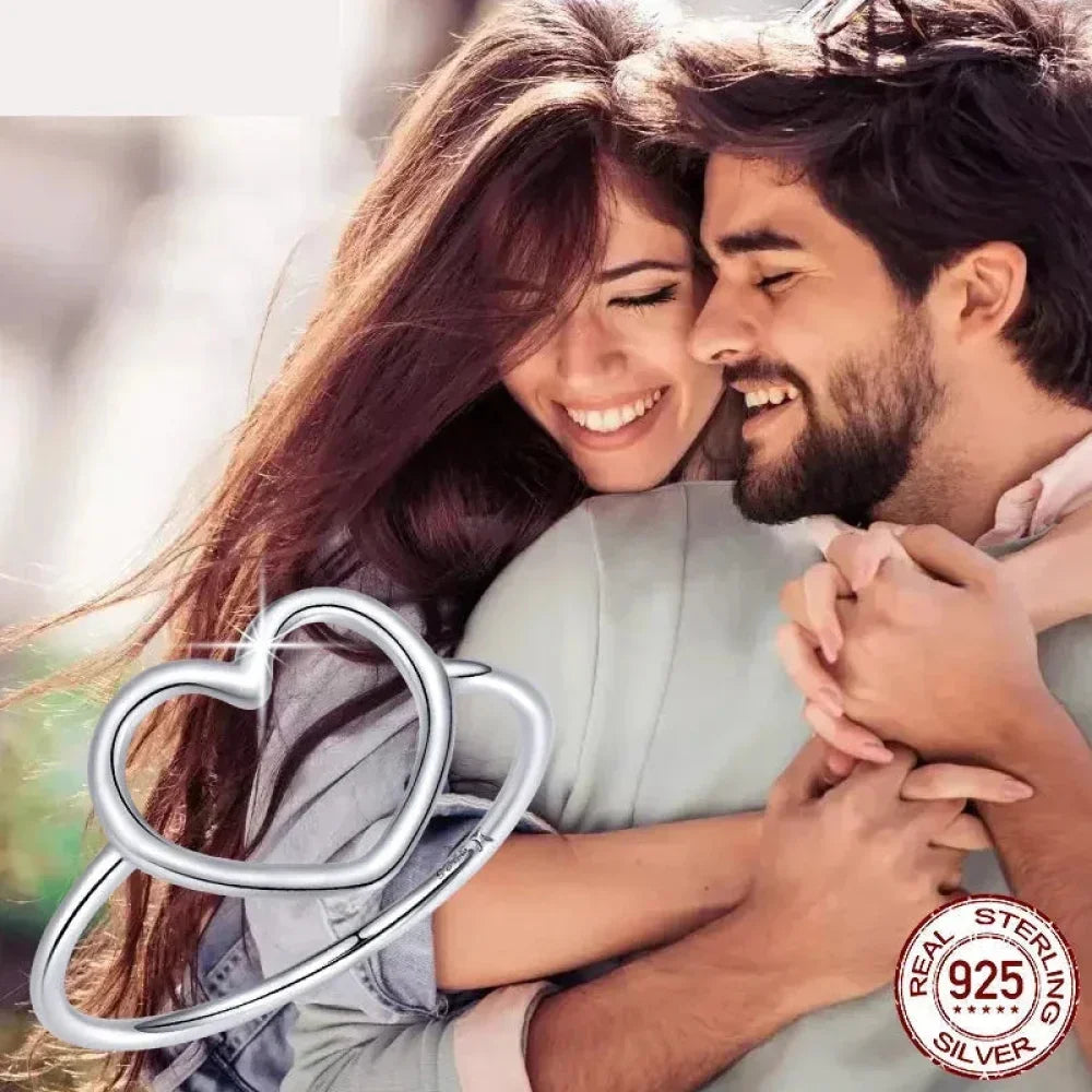 925 Sterling Silver Minimal Heart Band Ring