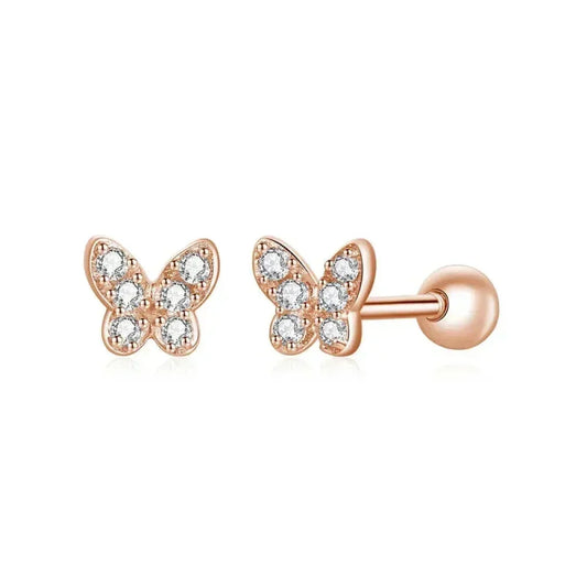 925 Sterling Silver Star And Butterfly Stud Earrings - Delicate And Fine Jewelry