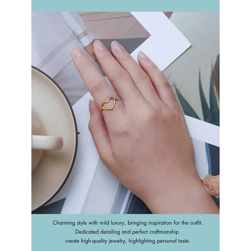 925 Sterling Silver Minimal Heart Band Ring