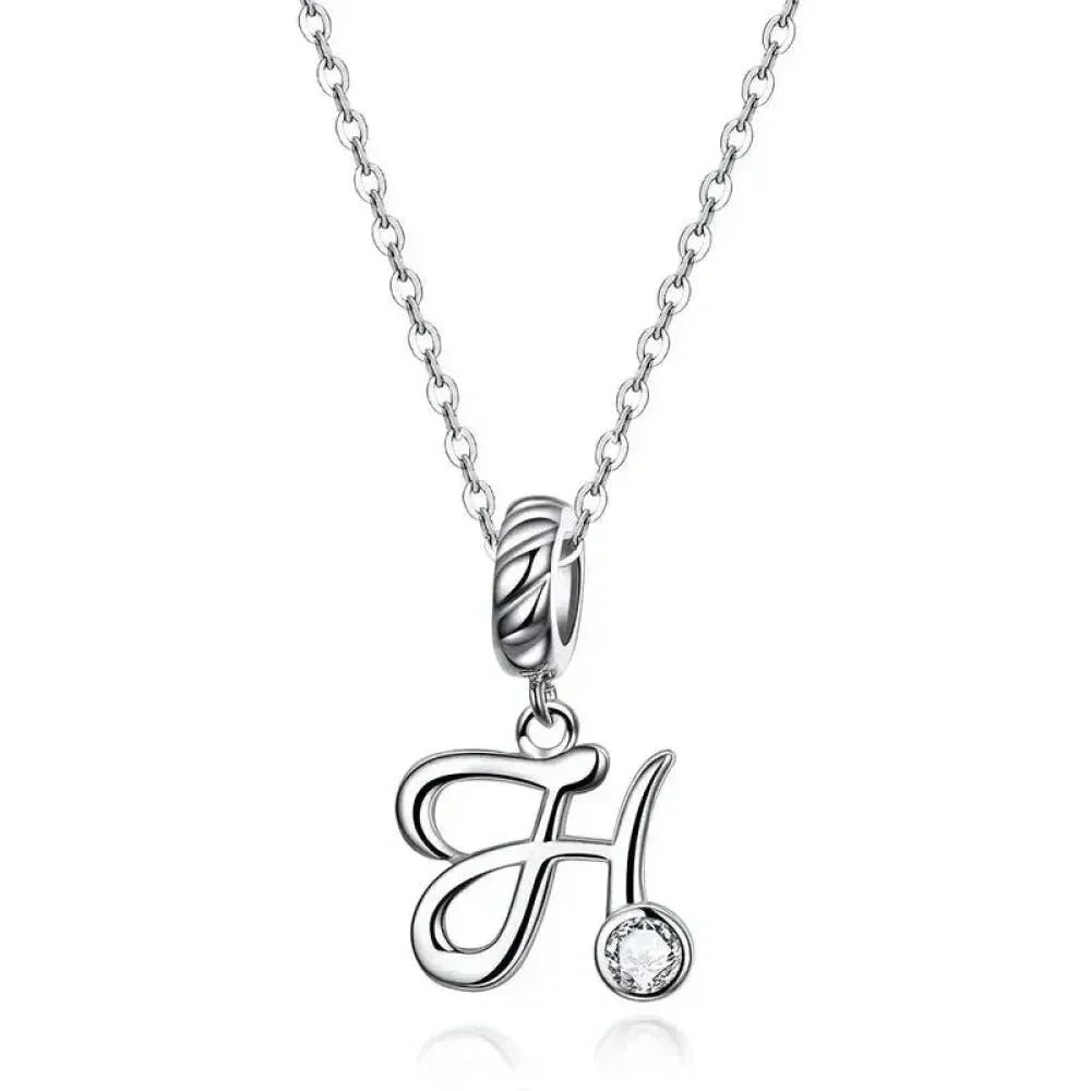 Chic And Timeless 925 Sterling Silver Initial Pendant Necklace | Platinum Plated Vintage Letter A To Z | Women'S Fine Jewelry
