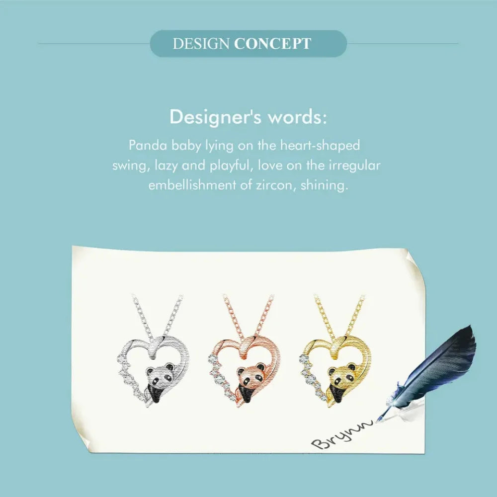 925 Sterling Silver Baby Panda Crystal Necklace | Enamel Cute Animal Charm Chain Link | Women'S Gift - 17.71'' Scn453