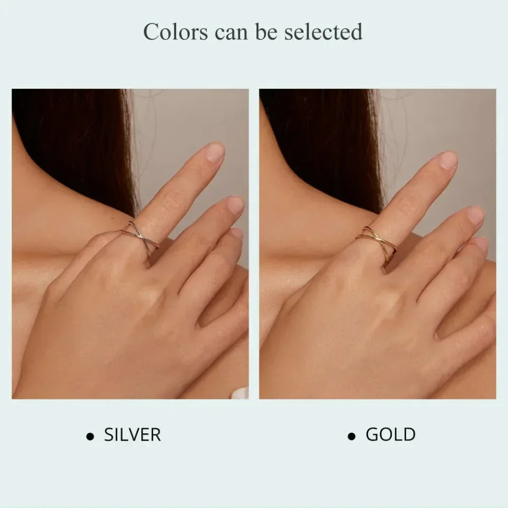 Breathtaking 14K Gold Plated X Ring - Elegant Minimalist 925 Sterling Silver Cross Ring For Women - Promise Jewelry Scr543