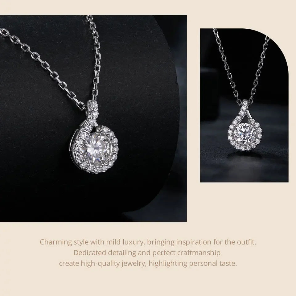 Dazzling 1ct Moissanite Sterling Silver Pendant Necklace