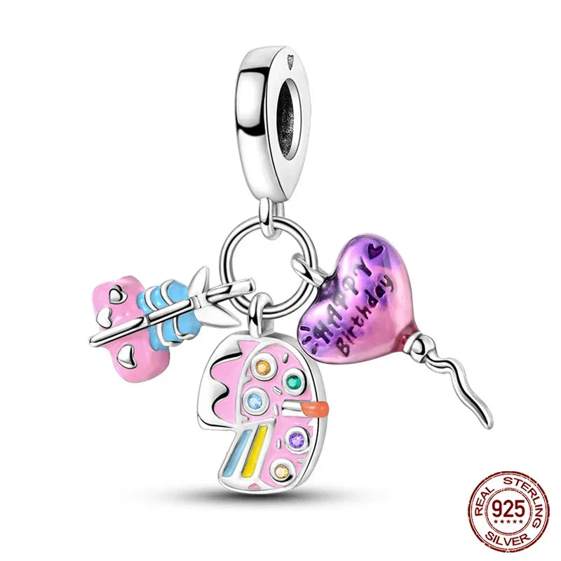 Festive Fun Sterling Silver Birthday Charm