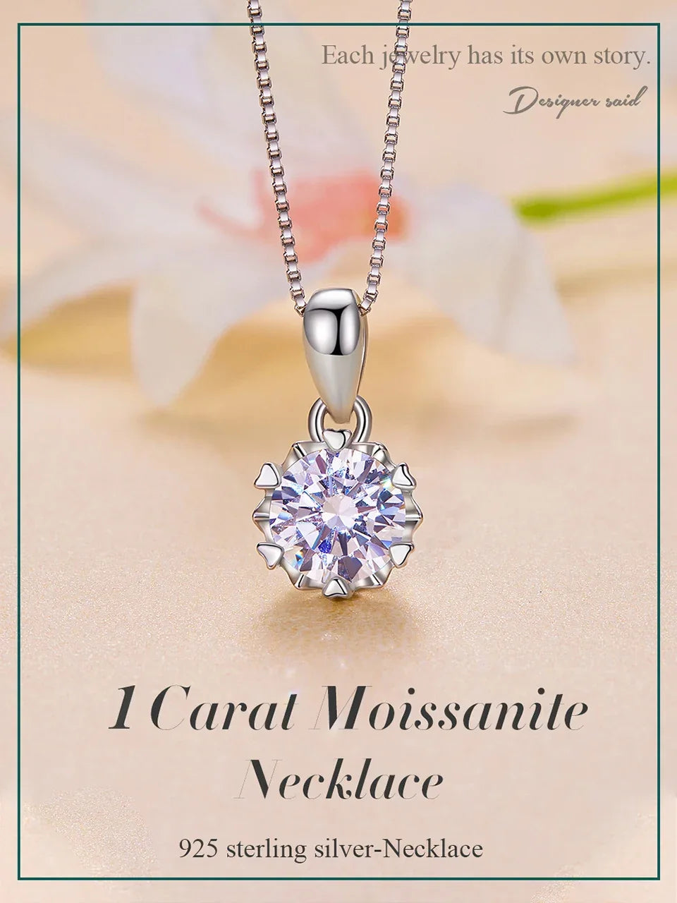 Stellar Shine 1ct Moissanite Sterling Silver Pendant Necklace