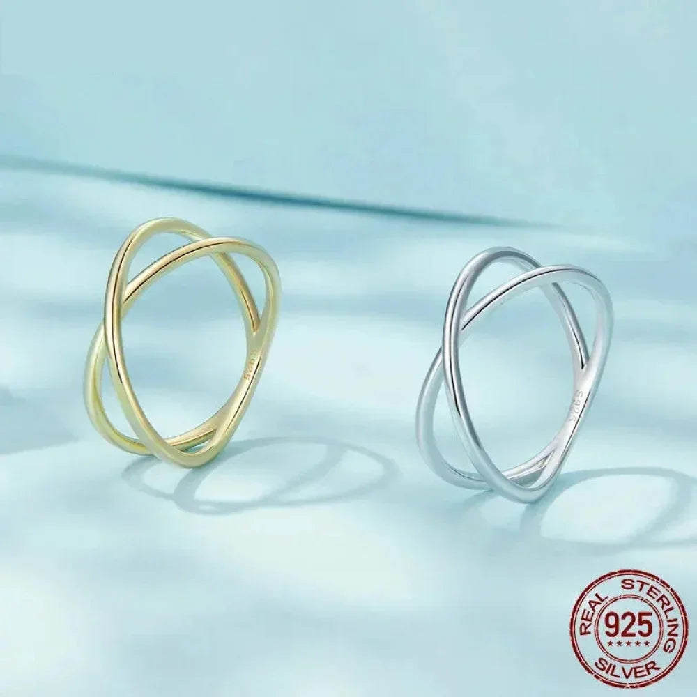 Breathtaking 14K Gold Plated X Ring - Elegant Minimalist 925 Sterling Silver Cross Ring For Women - Promise Jewelry Scr543