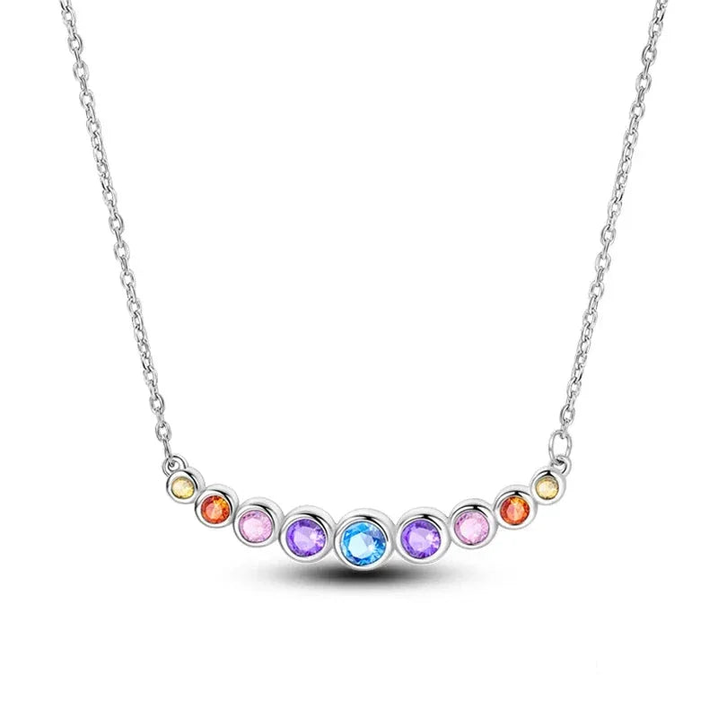 Rainbow Sparkle Sterling Silver Pendant Necklace