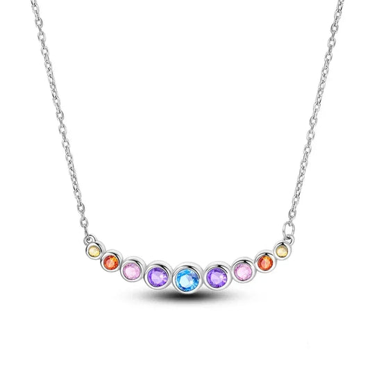 Rainbow Sparkle Sterling Silver Pendant Necklace