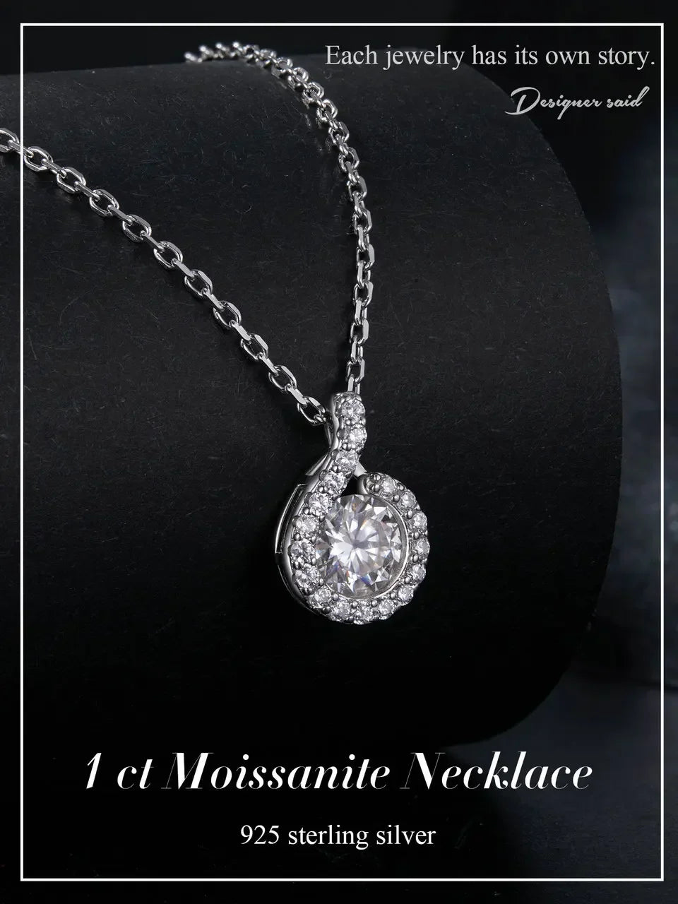 Dazzling 1ct Moissanite Sterling Silver Pendant Necklace