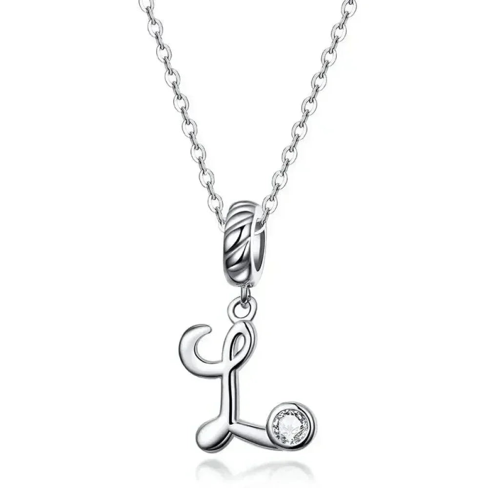Chic And Timeless 925 Sterling Silver Initial Pendant Necklace | Platinum Plated Vintage Letter A To Z | Women'S Fine Jewelry