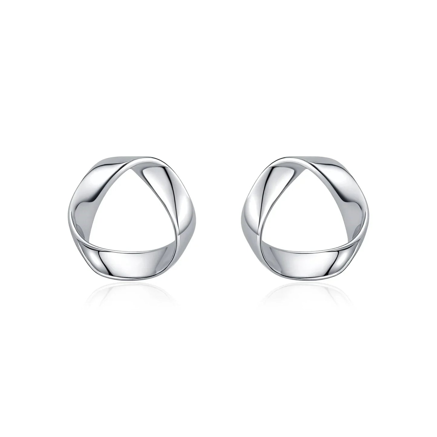 925 Sterling Silver Minimalist Wavy Stud Earrings - Women Fine Jewelry