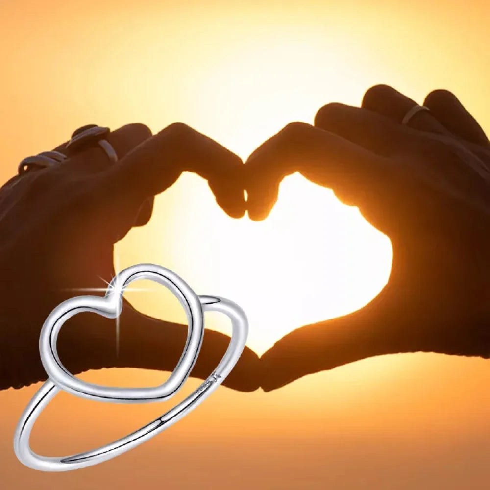 925 Sterling Silver Minimal Heart Band Ring