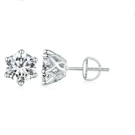 Radiant Moissanite Stud Earrings | D Color Round Cut 925 Silver, Gold Plated