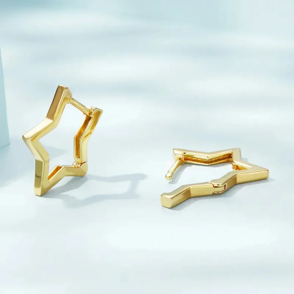 925 Sterling Silver Starlike Earrings - Minimalist Star Shape Ear Buckle for Women - Fashion jewelry SCE1136