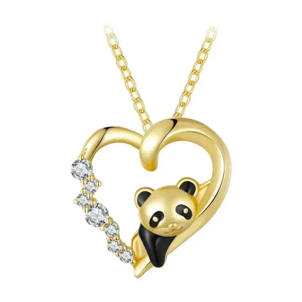 925 Sterling Silver Baby Panda Crystal Necklace | Enamel Cute Animal Charm Chain Link | Women'S Gift - 17.71'' Scn453