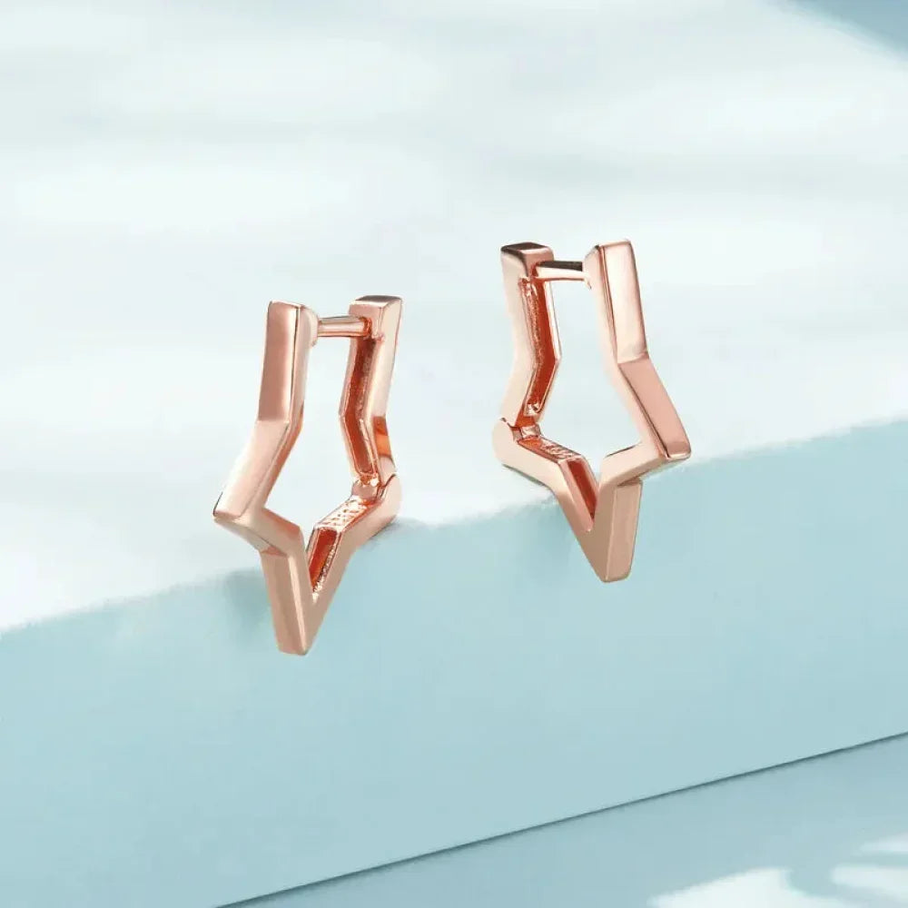 925 Sterling Silver Starlike Earrings - Minimalist Star Shape Ear Buckle for Women - Fashion jewelry SCE1136