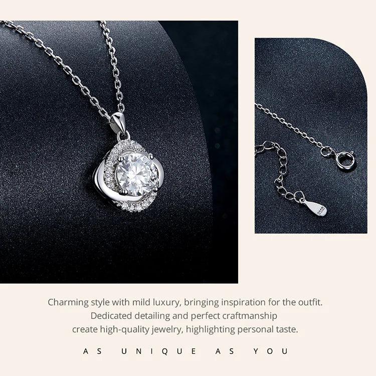 Lucky Clover 1ct Moissanite Sterling Silver Pendant Necklace