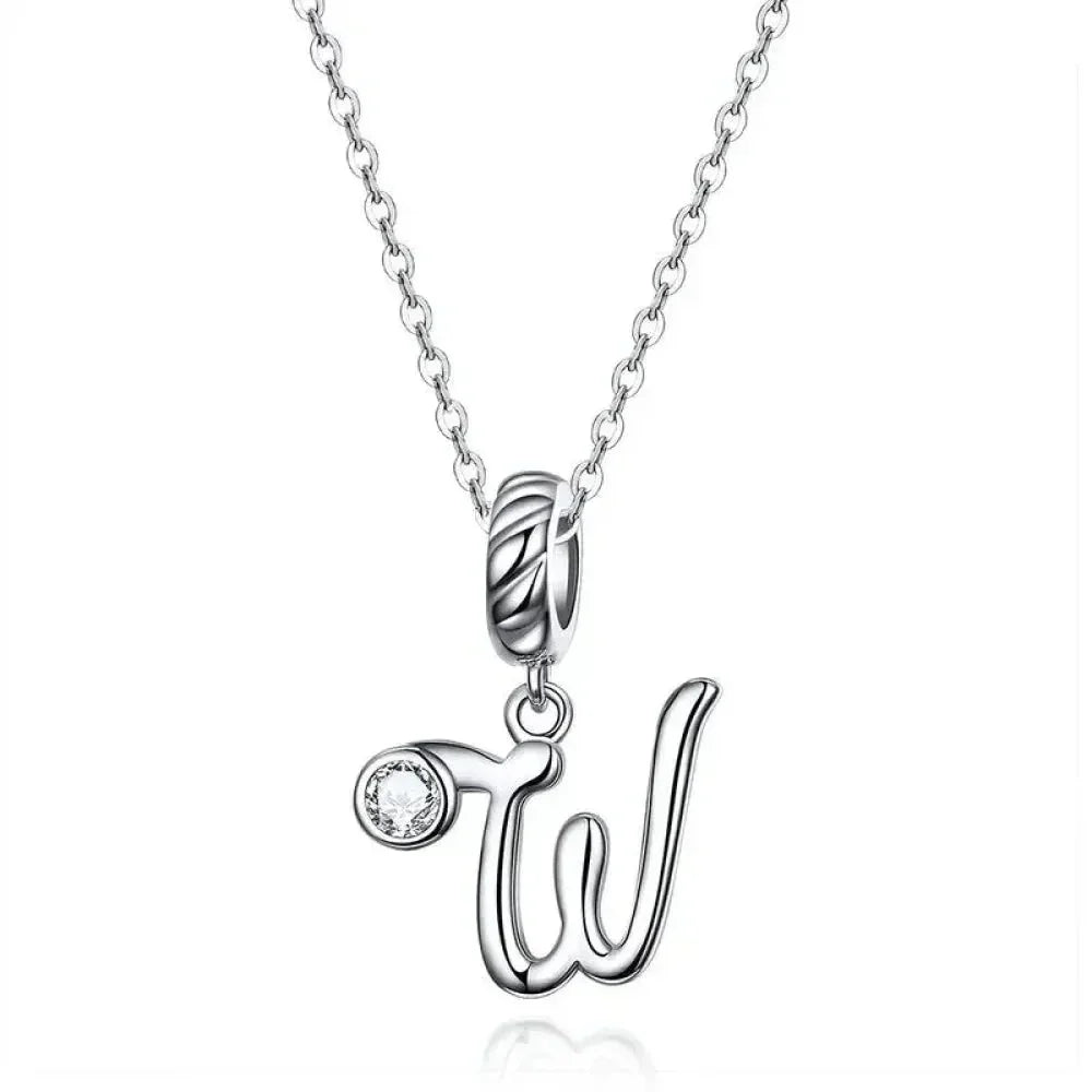 Chic And Timeless 925 Sterling Silver Initial Pendant Necklace | Platinum Plated Vintage Letter A To Z | Women'S Fine Jewelry