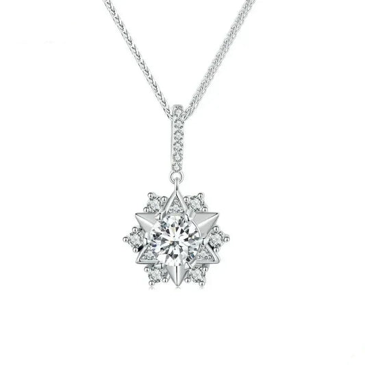 Celestial Sparkle 1ct Moissanite Sterling Silver Star Pendant Necklace