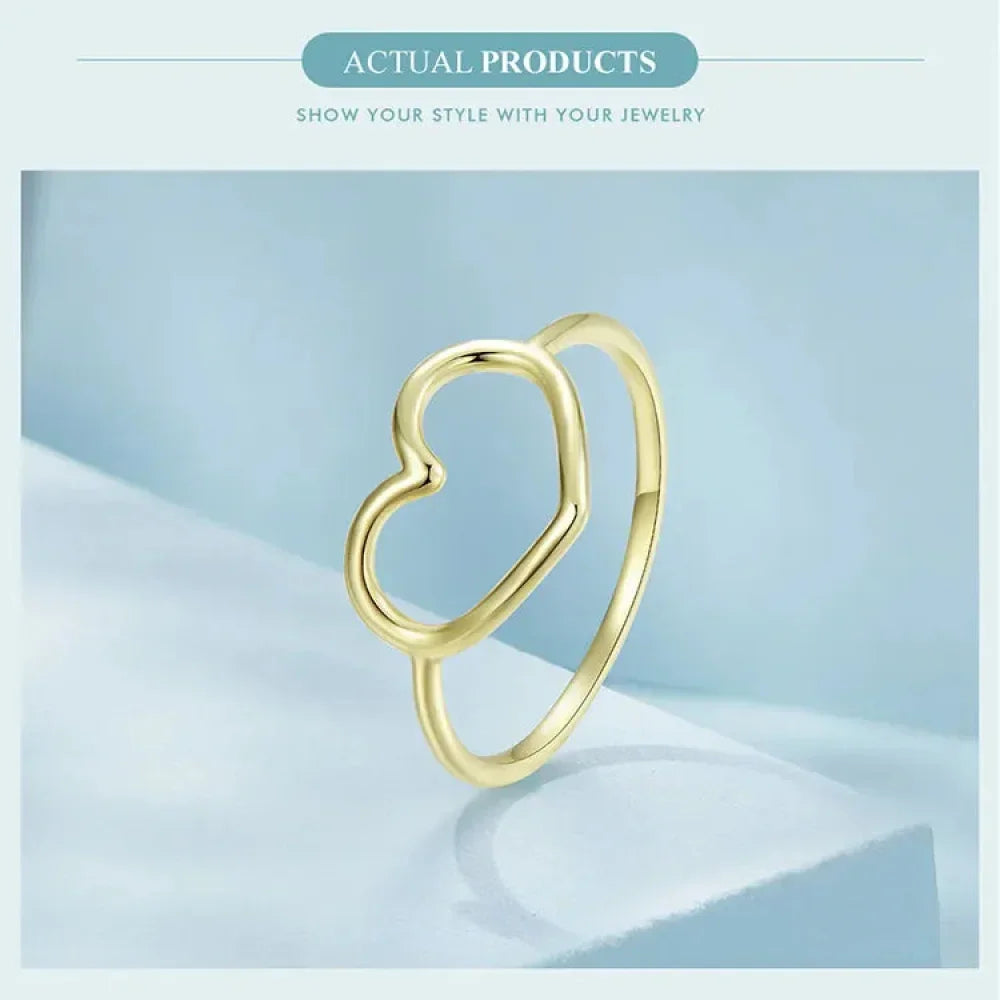 925 Sterling Silver Minimal Heart Band Ring