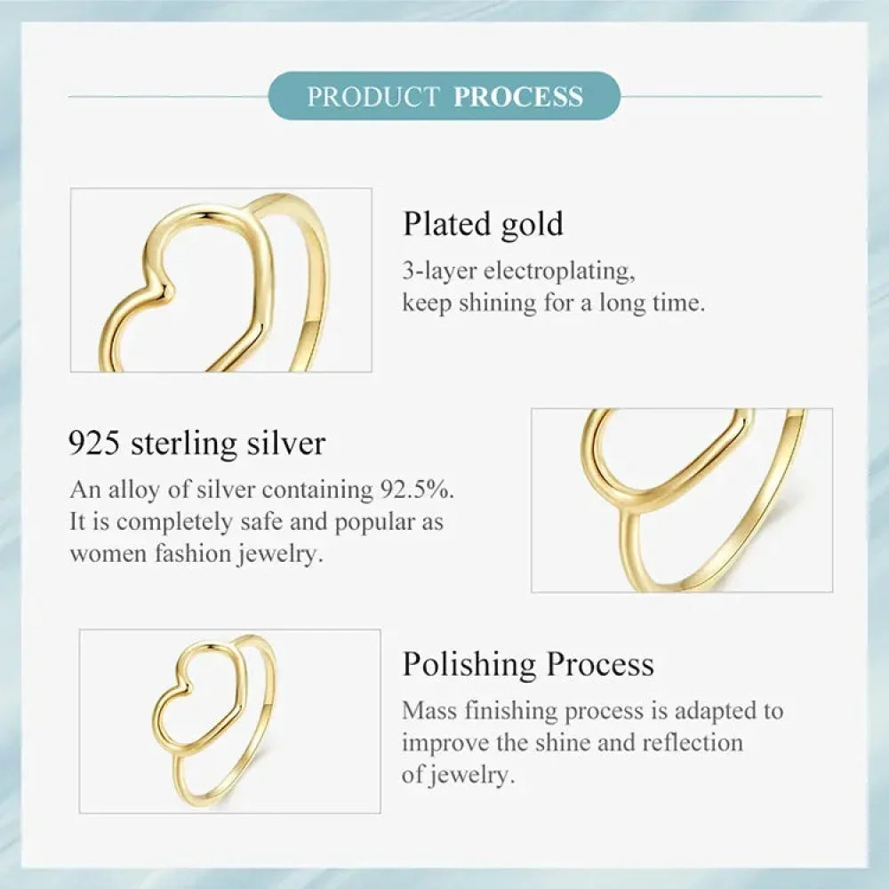 925 Sterling Silver Minimal Heart Band Ring