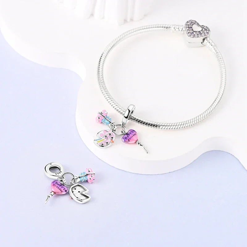 Festive Fun Sterling Silver Birthday Charm