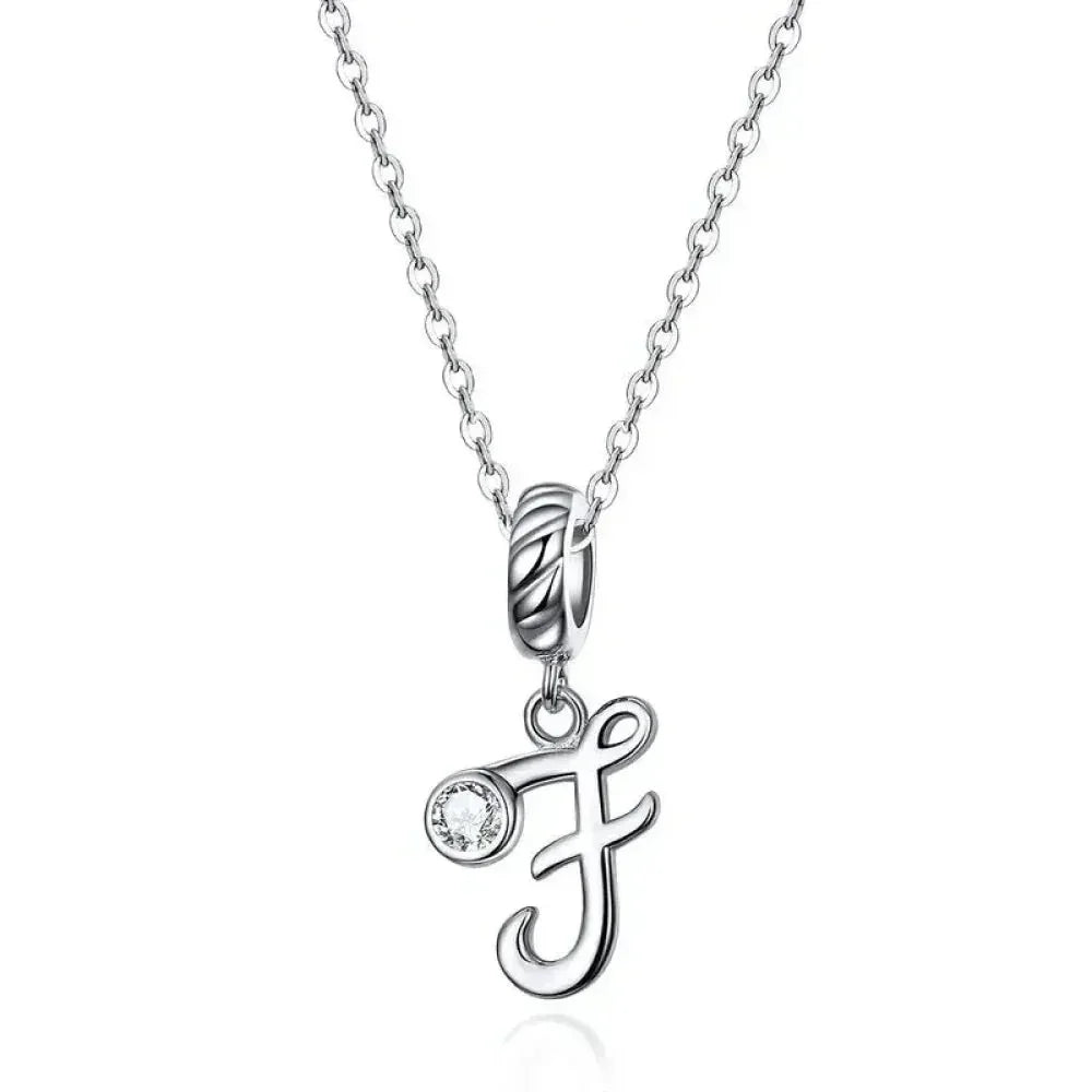 Chic And Timeless 925 Sterling Silver Initial Pendant Necklace | Platinum Plated Vintage Letter A To Z | Women'S Fine Jewelry