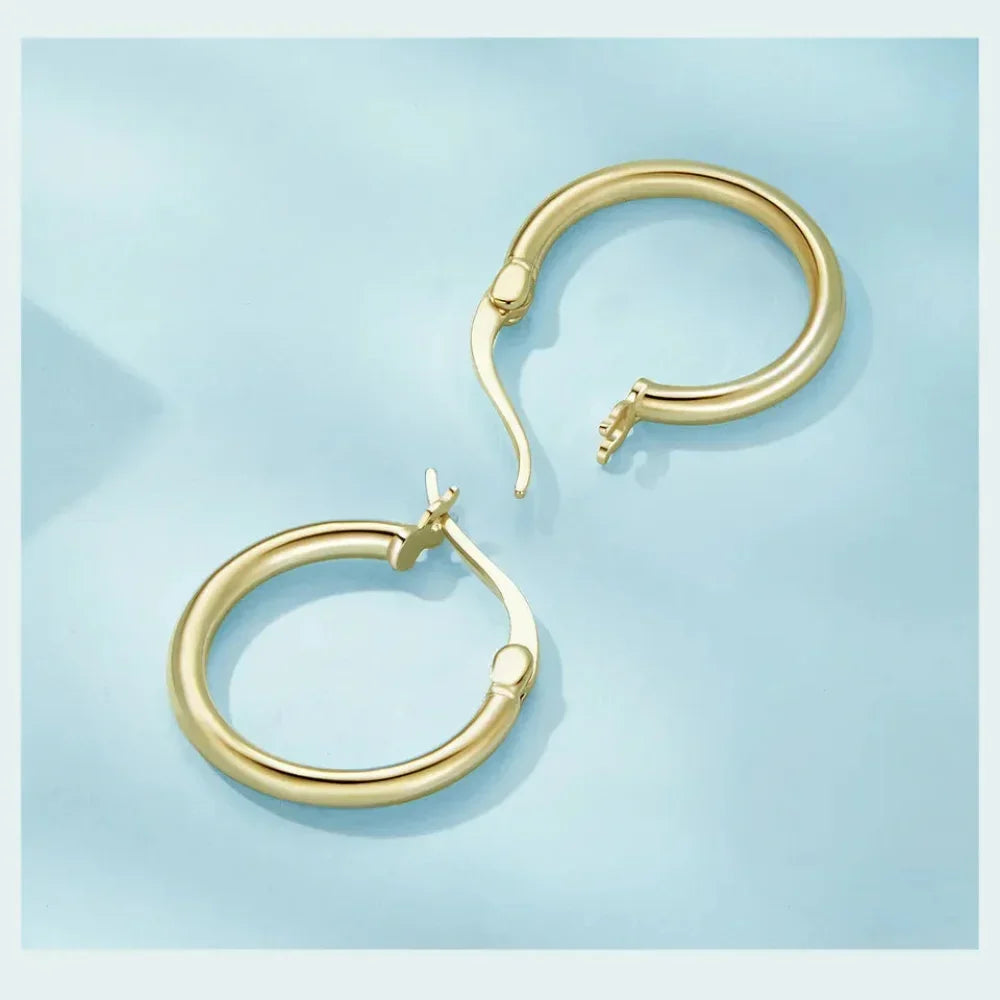 14K White Gold-Plated 925 Sterling Silver Hoop Earrings - Stylish And Hypoallergenic Jewelry For Women