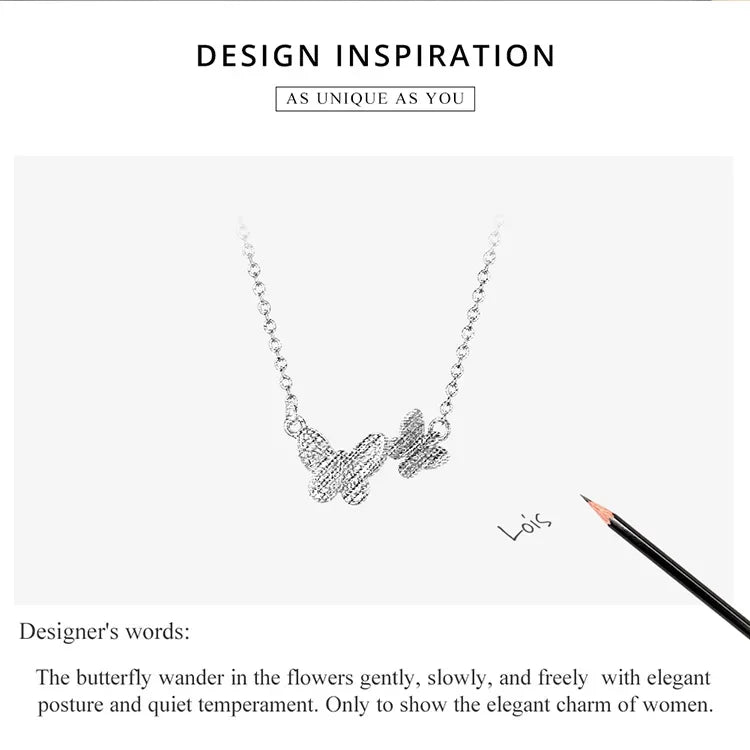 Soar with Style: Blue Zircon Korean Style Sterling Silver Butterfly Necklace