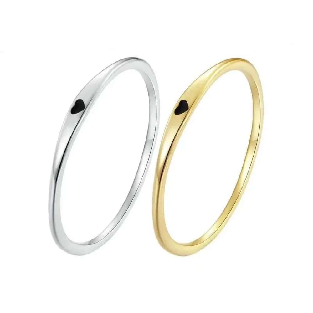 925 Sterling Silver Heart Wedding Band - Symbol Of Love, Stackable Promise Ring In 2 Colors (Size 5-10)