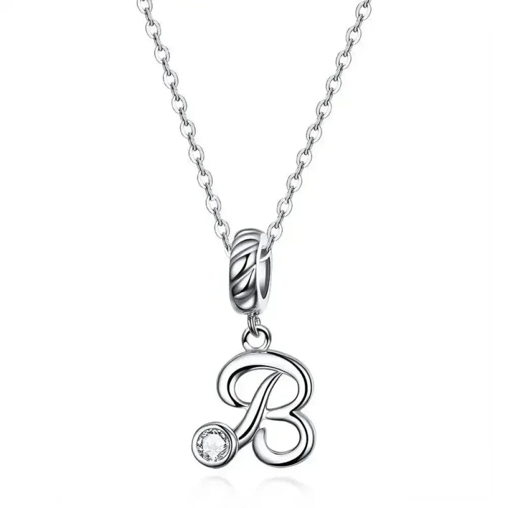 Chic And Timeless 925 Sterling Silver Initial Pendant Necklace | Platinum Plated Vintage Letter A To Z | Women'S Fine Jewelry