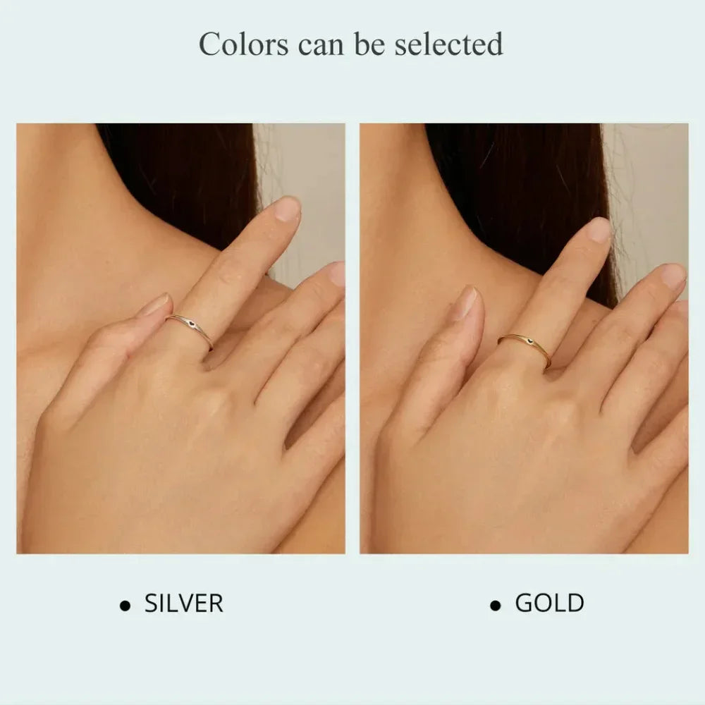 925 Sterling Silver Heart Wedding Band - Symbol Of Love, Stackable Promise Ring In 2 Colors (Size 5-10)