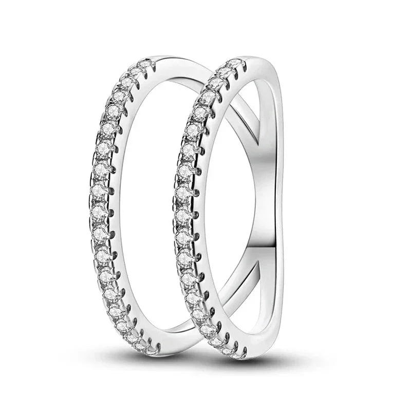 Sparkling Wishbone Sterling Silver Ring