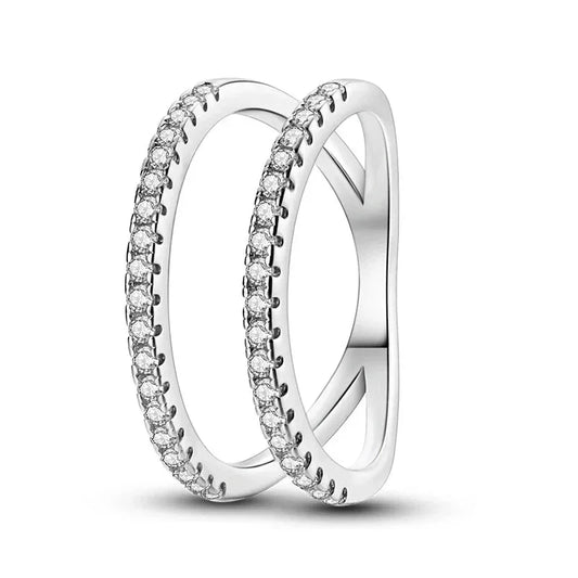 Sparkling Wishbone Sterling Silver Ring