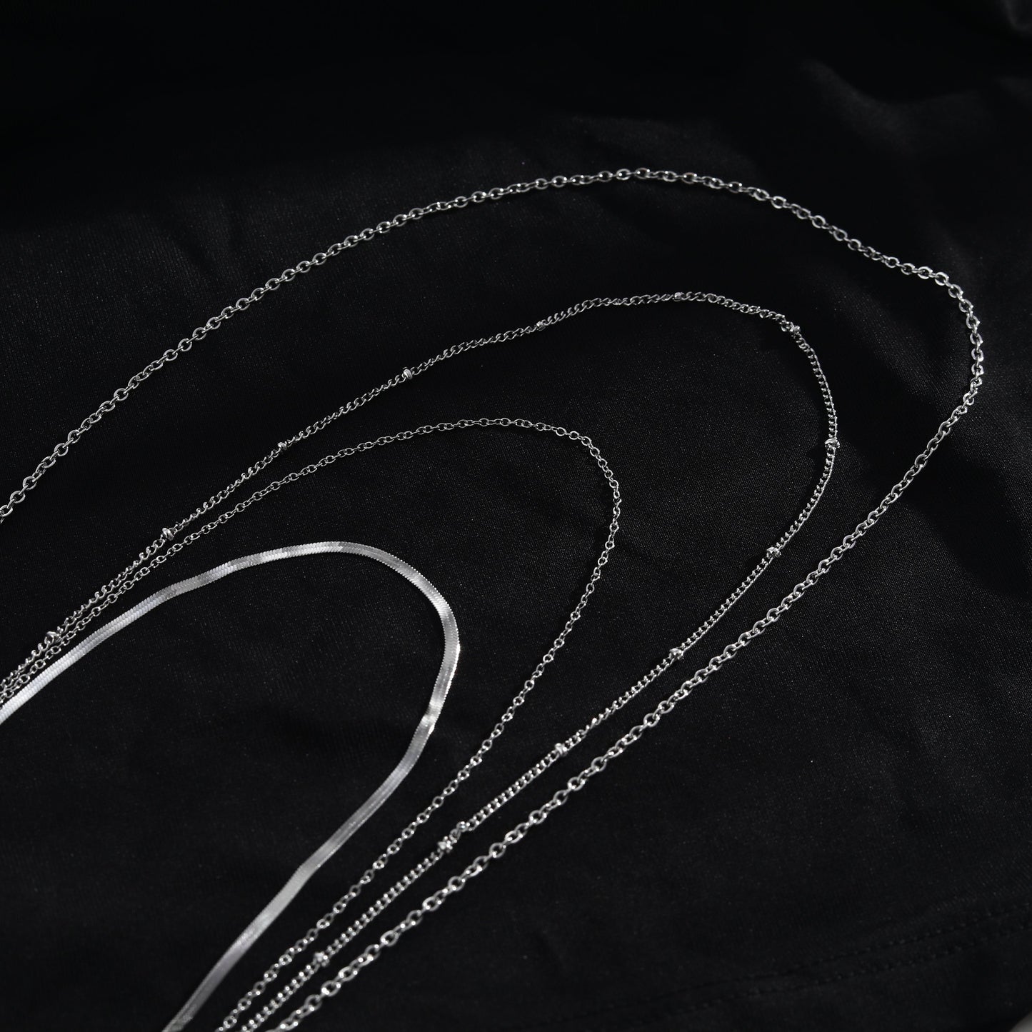 SABRINA Four-Layer Multi Chain Necklace in Silver