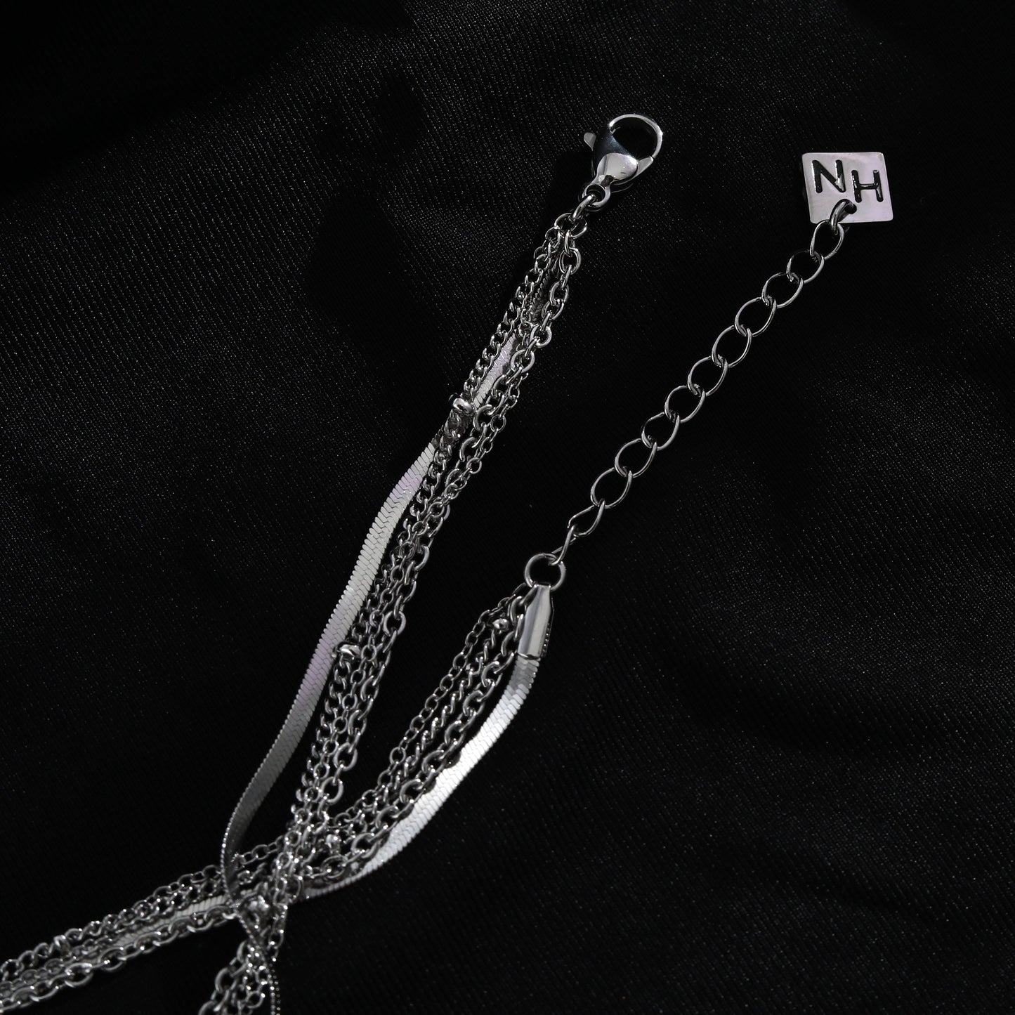 SABRINA Four-Layer Multi Chain Necklace in Silver