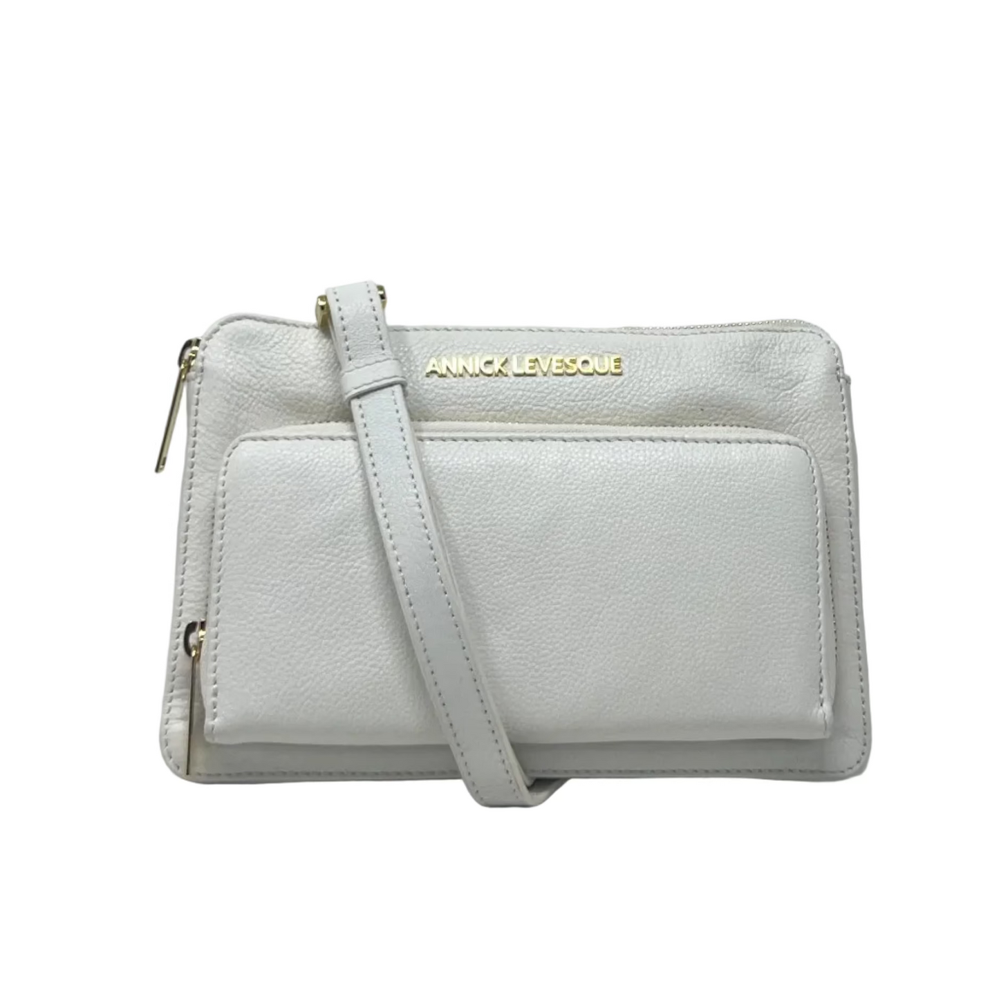 Petit Sac à Main Portefeuille en Cuir Véritable Blanc, Carmen