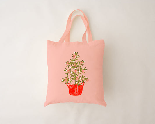 Sac réutilisable rose - Sapin de Noël
