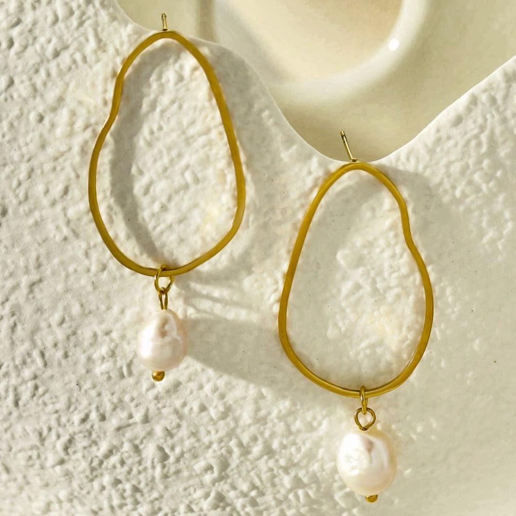 SADIE: Irregular Shaped Natural Freshwater Pearl Earrings